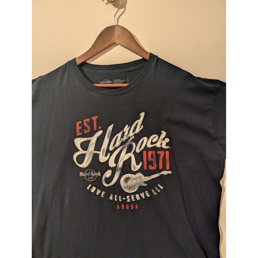 Hard Rock Cafe Aruba T-Shirt Mens XXL Black Excellent Graphic Guitar Souvenir